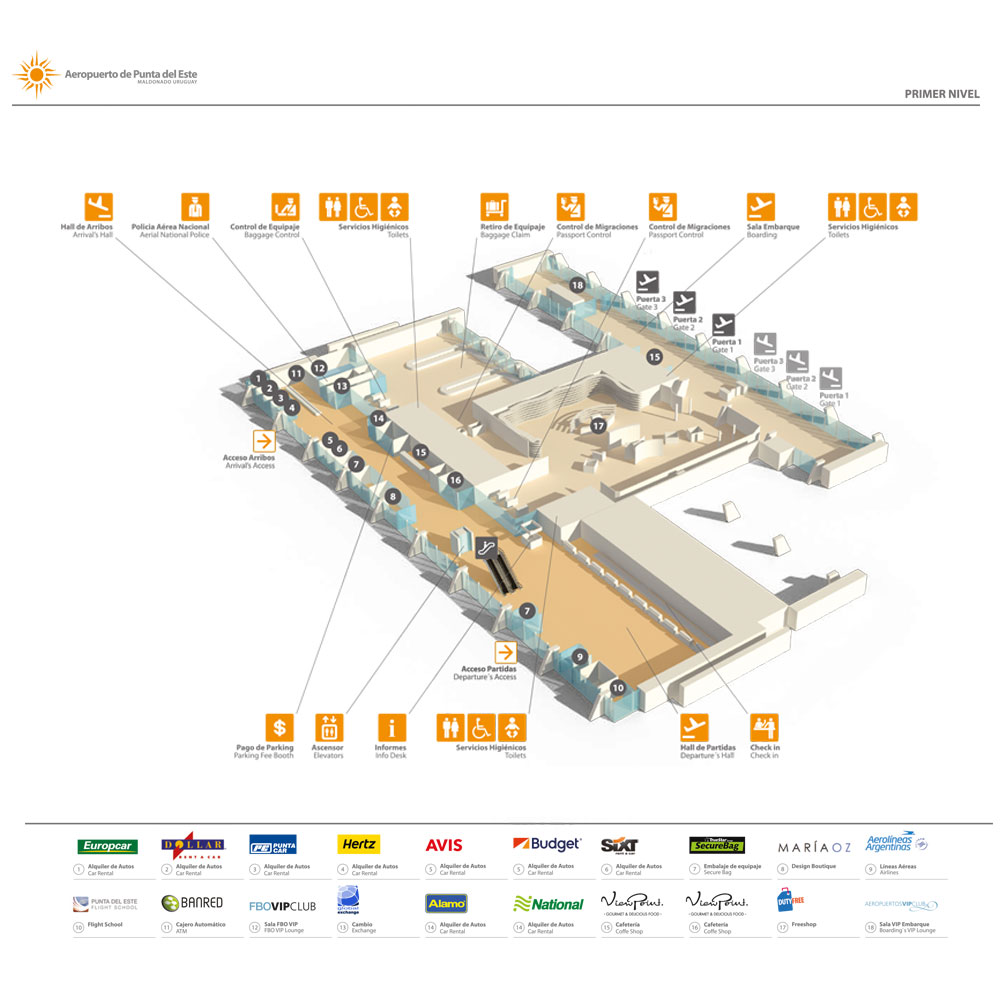 Plano del primer nivel del aeropuerto